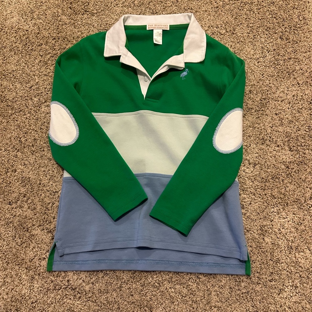 The Beaufort Bonnet Company Green Polo with White Collar